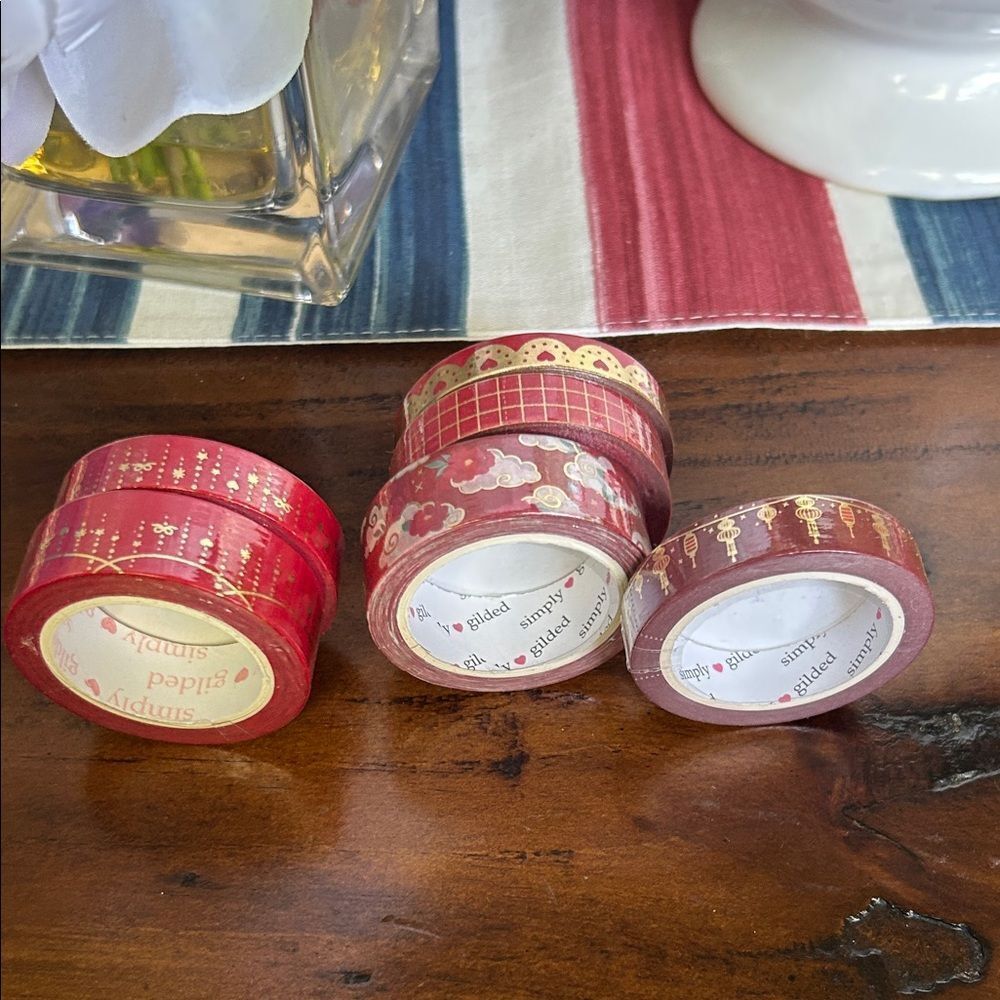 Simply gilded new bundle Red and Gold Decorative Washi Tape Set 6 items